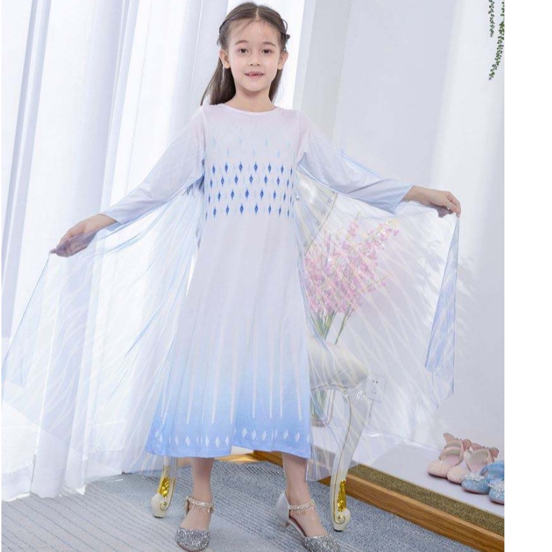 Baige White Princess Elsa Dress Girl
