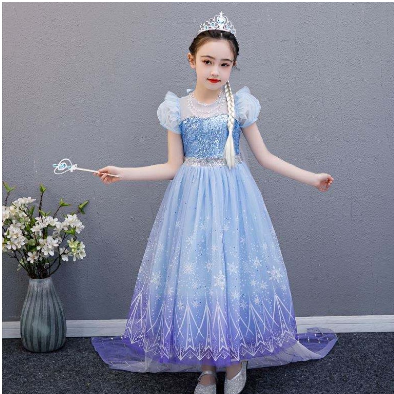 Baige Wysoka jakość Elsa 2 Princess Kids Party Cartoon Cosplay Cosplay Costume Baby Girl Dress