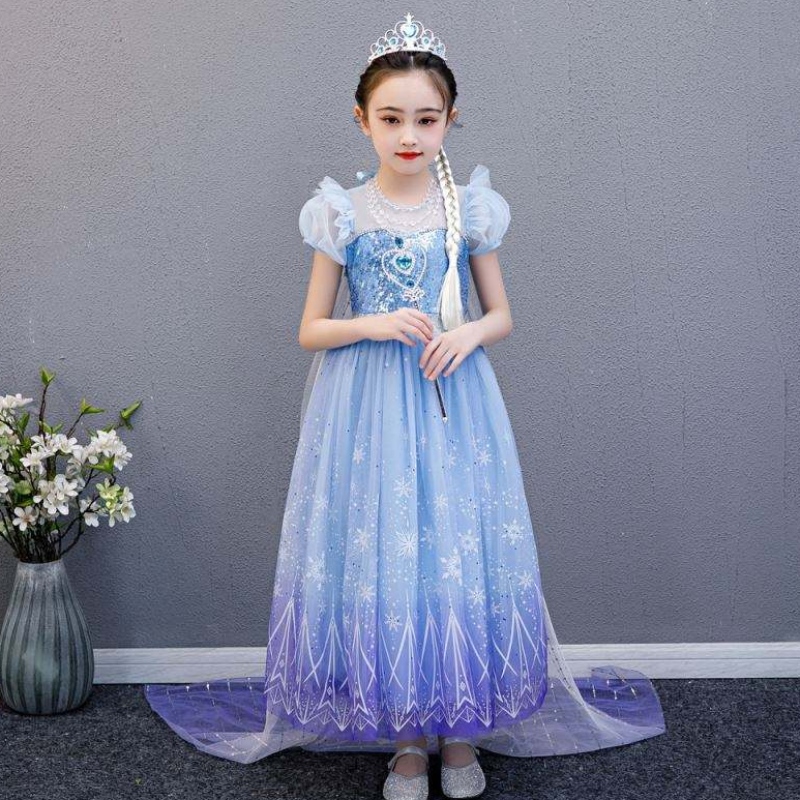 Baige Wysoka jakość Elsa 2 Princess Kids Party Cartoon Cosplay Cosplay Costume Baby Girl Dress