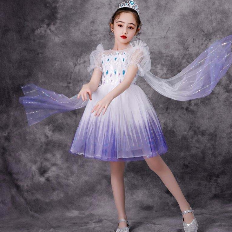 Najnowsze dziewczyny księżniczka Elsa Costume Dzieci Biała koronkowa sukienka dlaniemowląt imprezanoszenie suknie BX1682