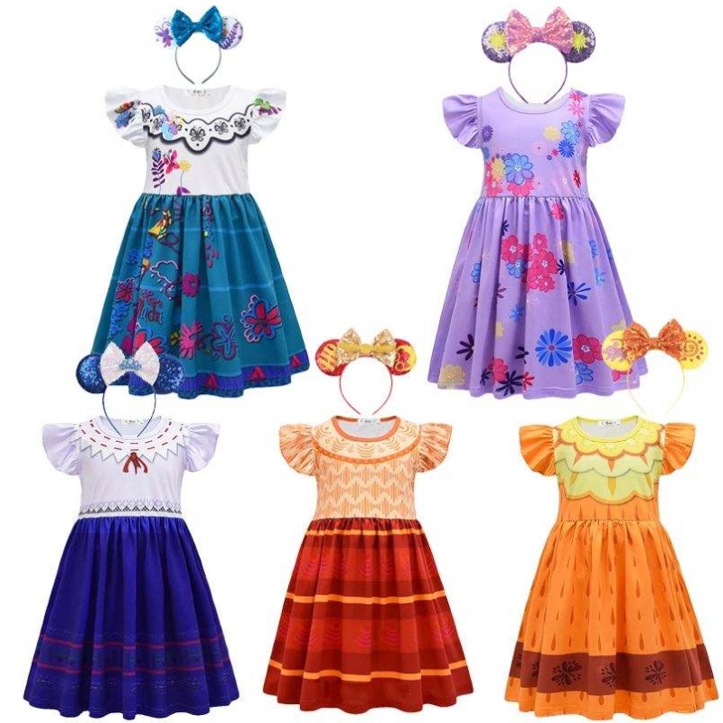 Dziewczyny Encanto Charm Dress Encanto przebranie karnawał Summer Virgin Children Princess Midi Mirabel Isabela Birthday Party Dress U