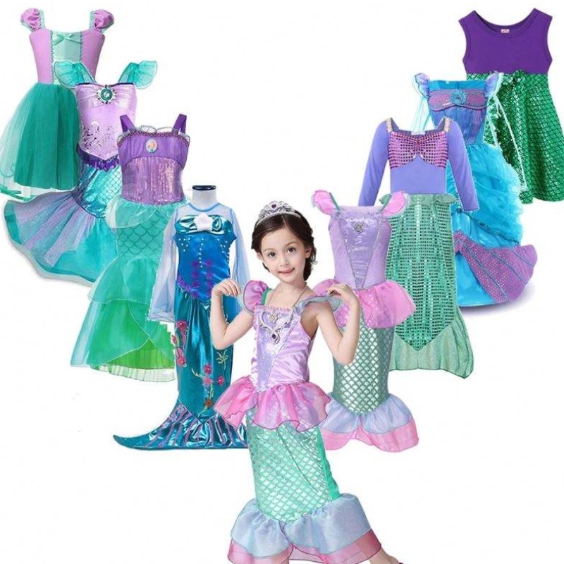 Dziewczyny Little Mermaid Ariel Princess Dress Cosplay Cosplay dla dzieci dla dzieci dziewczyna syrenka ubieraj się