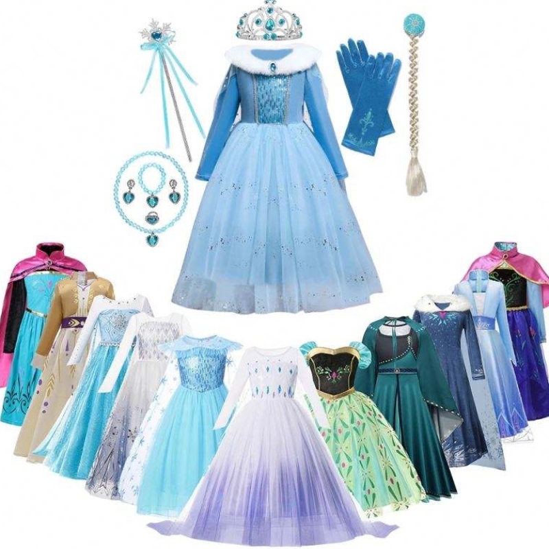 Anna Elsa Kostium księżniczki dla dzieci Halloween przyjęcie świąteczne Cosplay Snow Queen Fancy Sukienki Dziewczyny Snowflake Suknia balowa