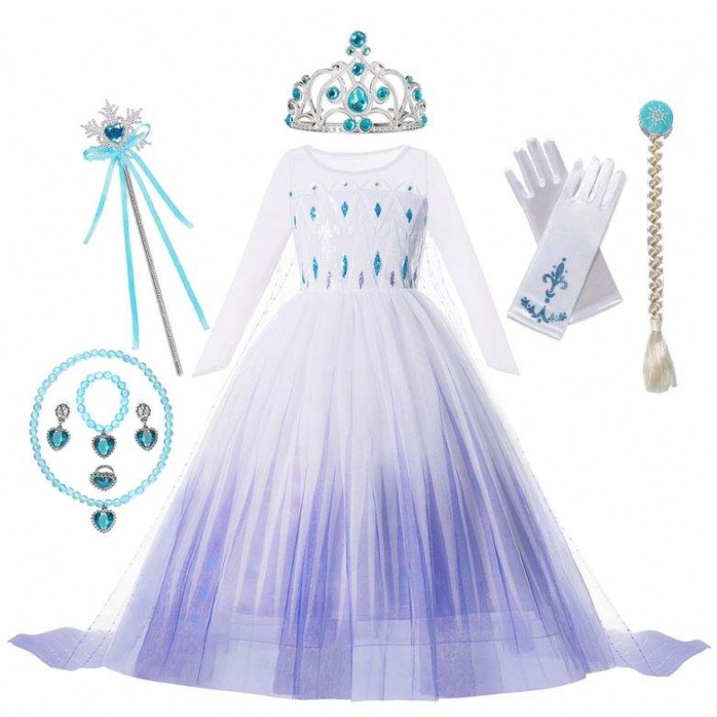 Anna Elsa Kostium księżniczki dla dzieci Halloween przyjęcie świąteczne Cosplay Snow Queen Fancy Sukienki Dziewczyny Snowflake Suknia balowa