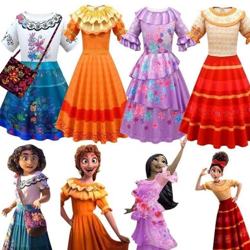 Halloweenowa sukienka księżniczka Encanto Mirabel Luisa Cosplay Cosplay Costume Girl Party Sukienka z torbą