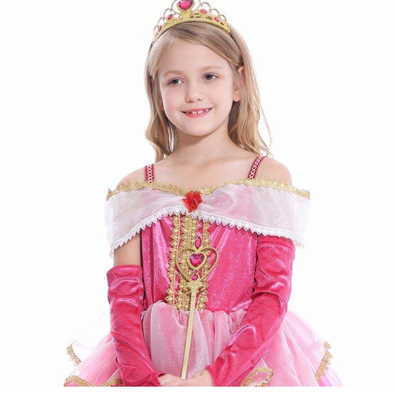 Dziewczyny Aurora Księżniczka Ubierz długie rękawy z koronkowej szaty dzieci Helloween/christmas prezentowe strojena imprezę