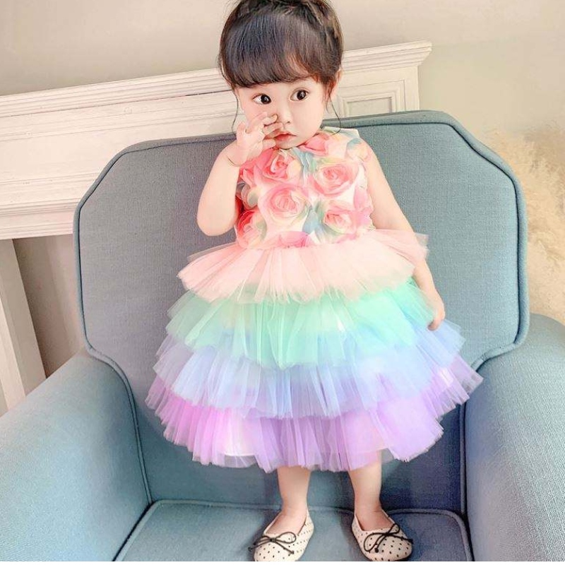 Baige Infant Flower Girl Birthday Sukienka księżniczka ciasto formalne odzież kwiatowa