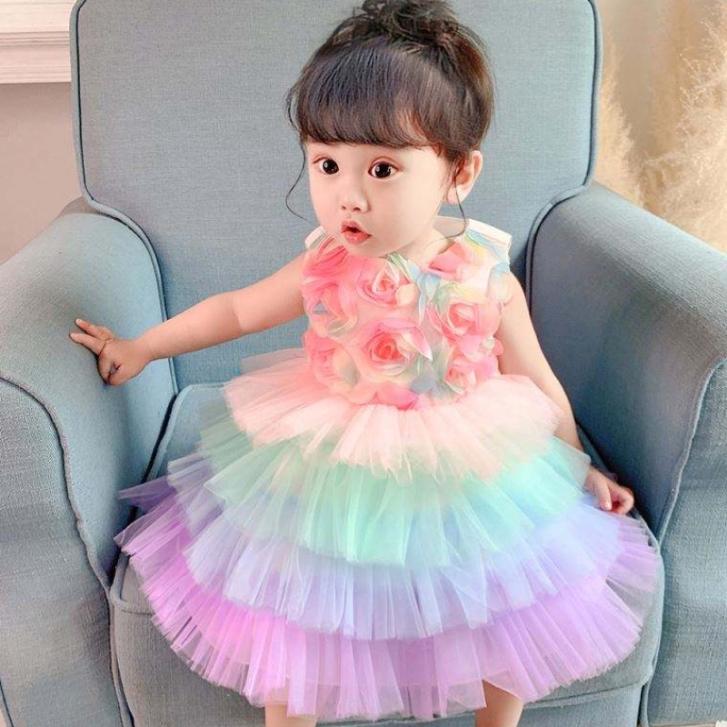 Baige Infant Flower Girl Birthday Sukienka księżniczka ciasto formalne odzież kwiatowa