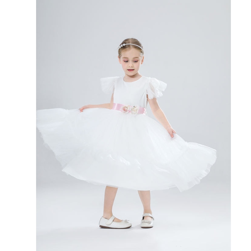 Flower Girl Sukienka Dzieci Druhna Suknie ślubne dla dzieci Różowe suknie tiulowe dziewczyny butikowy imprezanoś eleganckie sukienki