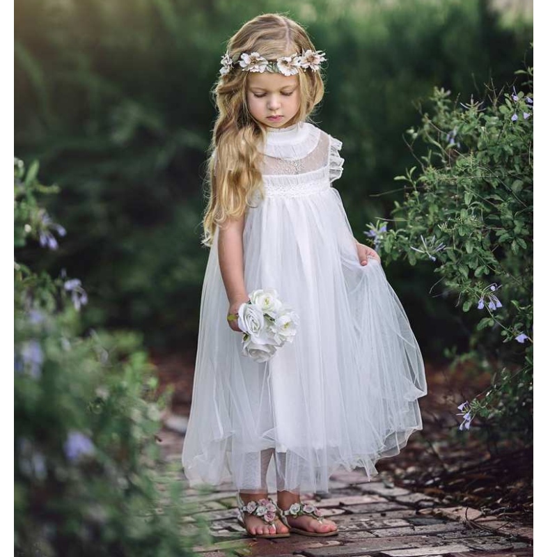 Koronki maluchowe sukienki dla dziewczynek 2-10 Princess Tutu Tiul Party Druhna Druhna Deslay Flower Girls Dress
