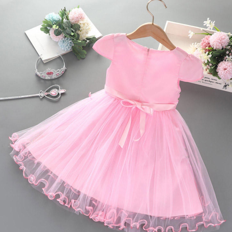 2-8 lat sukienka dziewczynki Summer New Short Sleeve księżniczka Elsa Mesh Tutu spódnica dla dzieci
