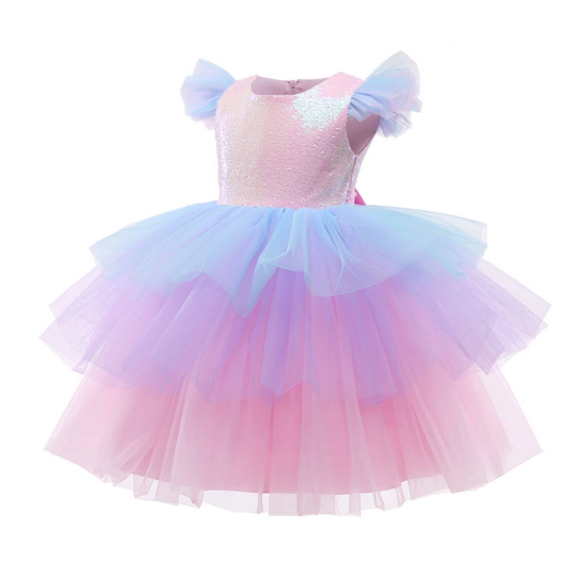 Dziewczyny formalne sukienka księżniczki Dzieci Koronki Tiul Rainbow Eleganckie wieczorne ciasto imprezowe Tutu Suknia balowa dzieci Kostium