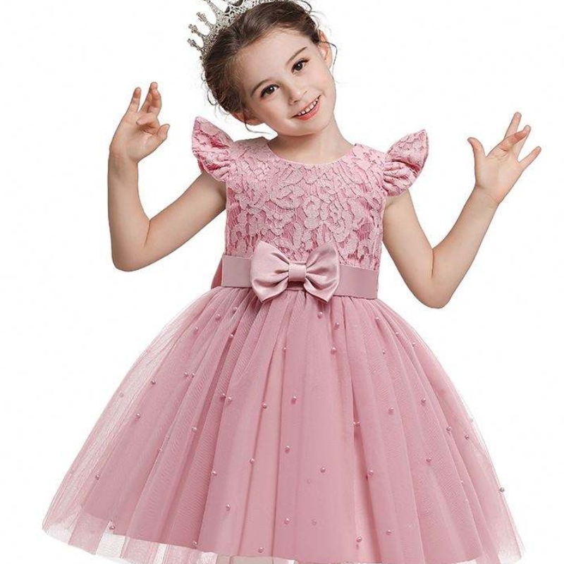 Baige transgraniczna sukienka dla dzieci Hurtowa kolorowa koronkowa koronkowa bownot Dzieci Dress Dress D0761 D0761