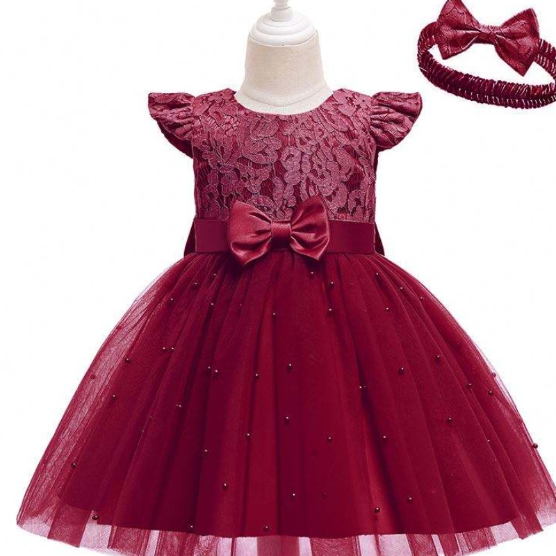 Baige transgraniczna sukienka dla dzieci Hurtowa kolorowa koronkowa koronkowa bownot Dzieci Dress Dress D0761 D0761