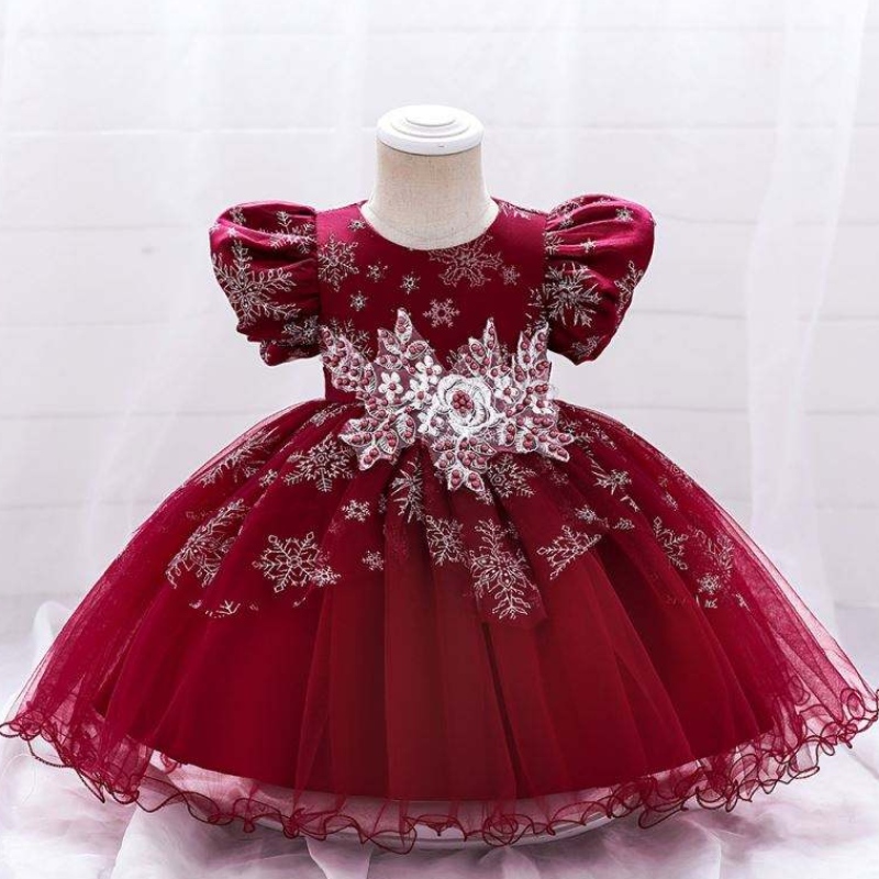 Baige Baby Girl Dyselfs Design Short Sleeve Performance Dance Dress Dress Children's Party Wear Suknia L2028xz