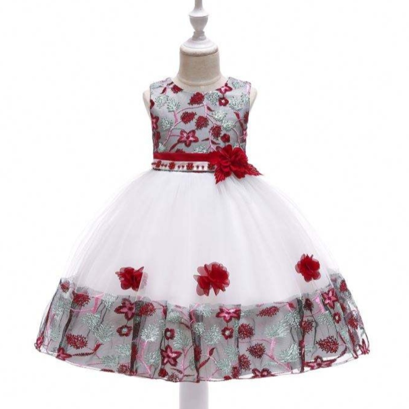 Nowe przybycie trzepotanie bez rękawów Baby Girl Birthday Party Dress Dzieci sukienki dla 8 lat dzieci L5045