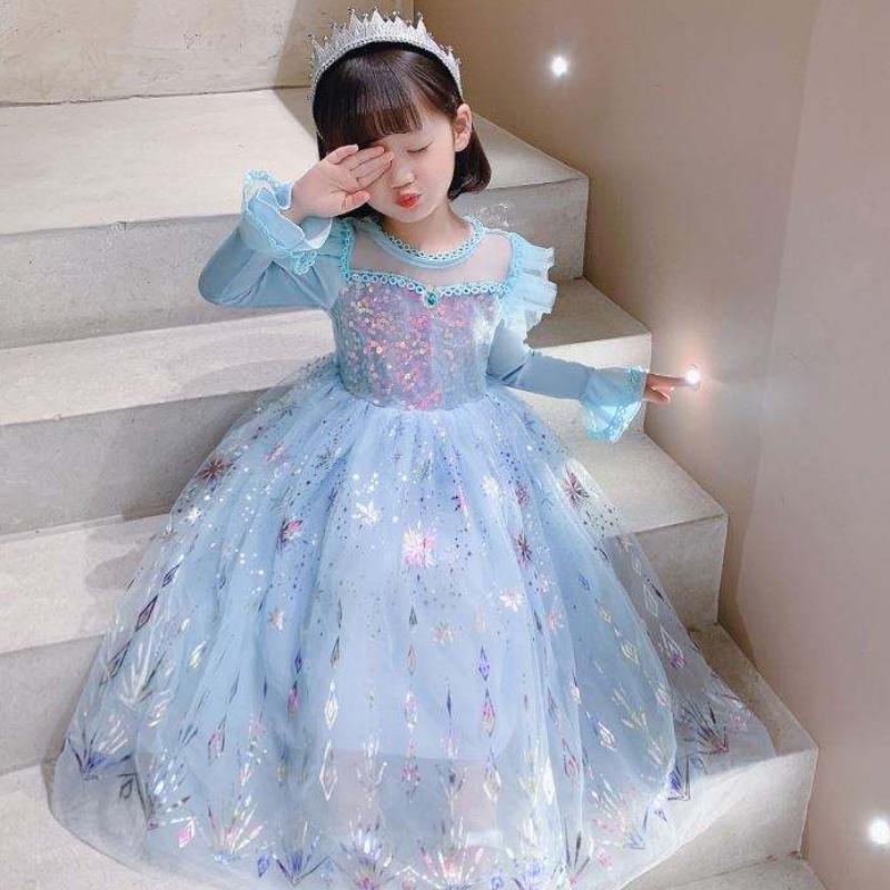 Baige Hurtowa suknia balowa impreza księżniczka sukienka Halloween Dzieci urodziny Cosplay kostium z długim rękawem sukienka Elsa