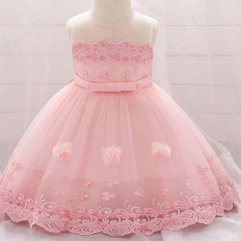 Baige Sleveless Nowonarodzona dziewczynka urodzinowa suknia Ball Flower Girl Party Sukienka L1922XZ