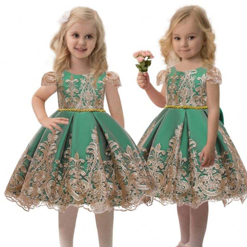 China Factory Party Party Satin Frocka Baby Flower Urodziny Ubrania Dzieci Letnie ubrania 7933