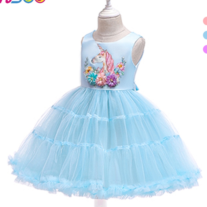 Asoo Unicorn Rainbow Baby Girl Sukienki urodzinowe Bawełna dziewczyna Party Purple Suknie ślubne dla 1-6 lat dziewczyny tutu