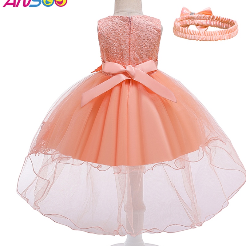 Asoo Pretty Peach Children's Birthday Birthday Princess Flower Flower Orange Sukni