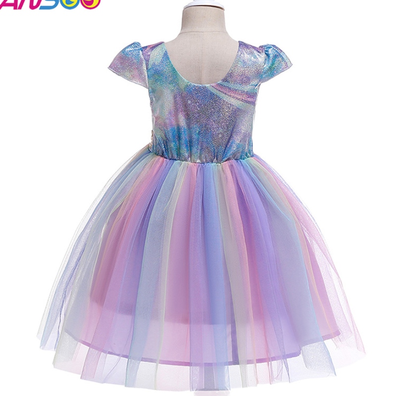 Ansso hurtowe 2-12 lat dzieci maluch kwiat dziewczyny tutu sukienka Rainbow Princess Birthday Baby Girl