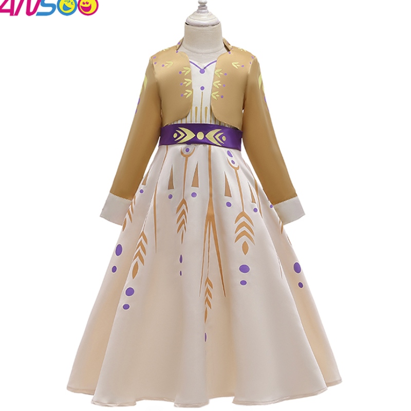 Ansso Cosplay Party Dress Up Princess Elsa Anna Fashion Yellow Dress Costume Halloween Fairy Księżniczka