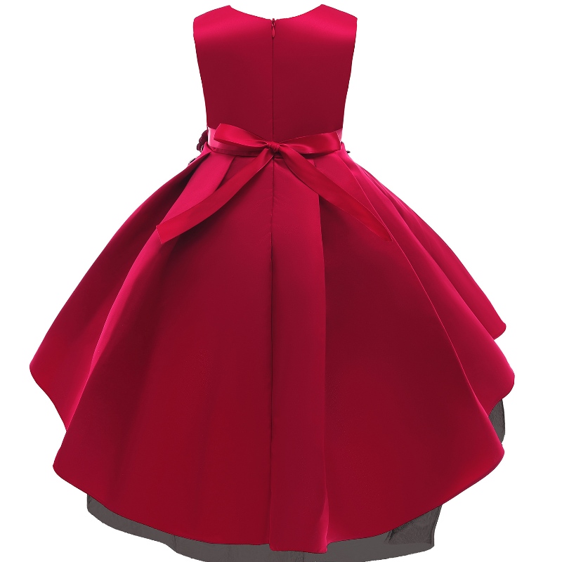 Sukienka kamizelka dzieci Czerwona Kwiat Księżniczka Dress Girl Fishtail Sukienkana fortepian