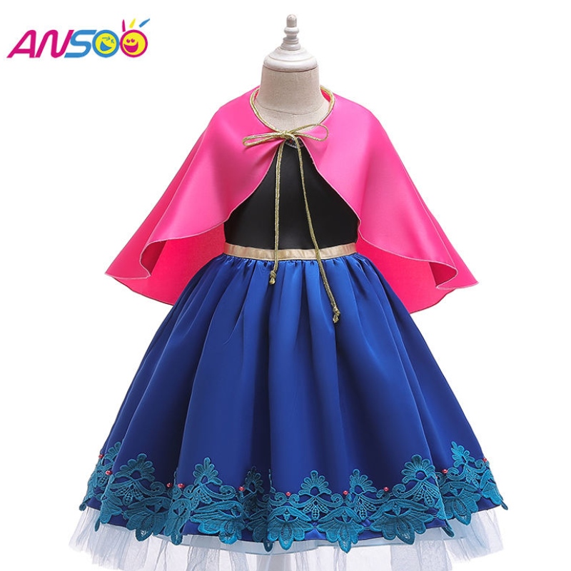 Asoo Kids Girls Księżniczka Królowa Elsa Anna Halloween Cosplay Cosplay Costume Fancy Sukienka Spódnica