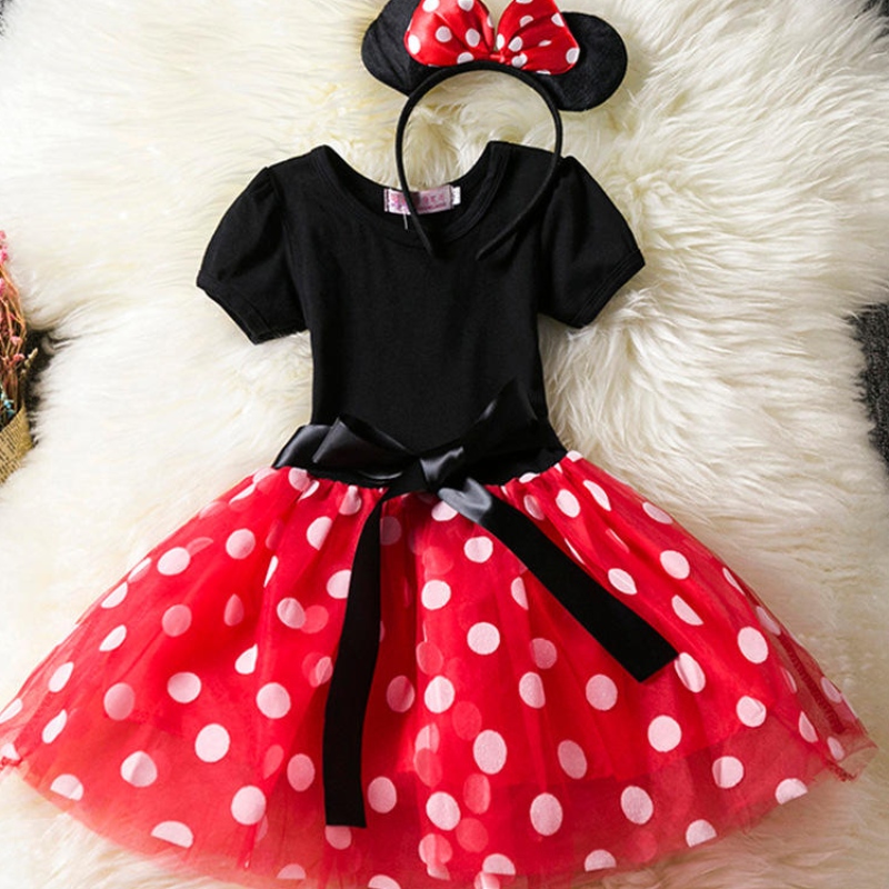 Dziewczyny cosplay kreskówka kostium dzieci letni krótki rękaw Polka kropka księżniczka ubieranie dzieci