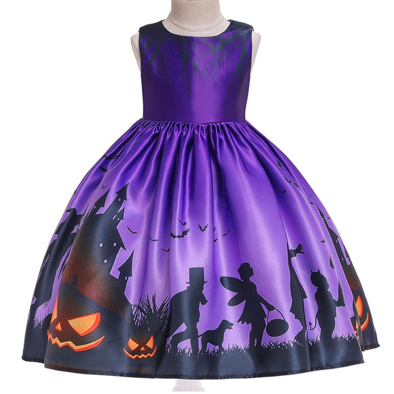 Dziewczyny Halloween sukienki czarownice kostium dla dzieci ubraniena imprezę dziewczyna księżniczka sukienka dla dzieci Drukowana Halloween Costume