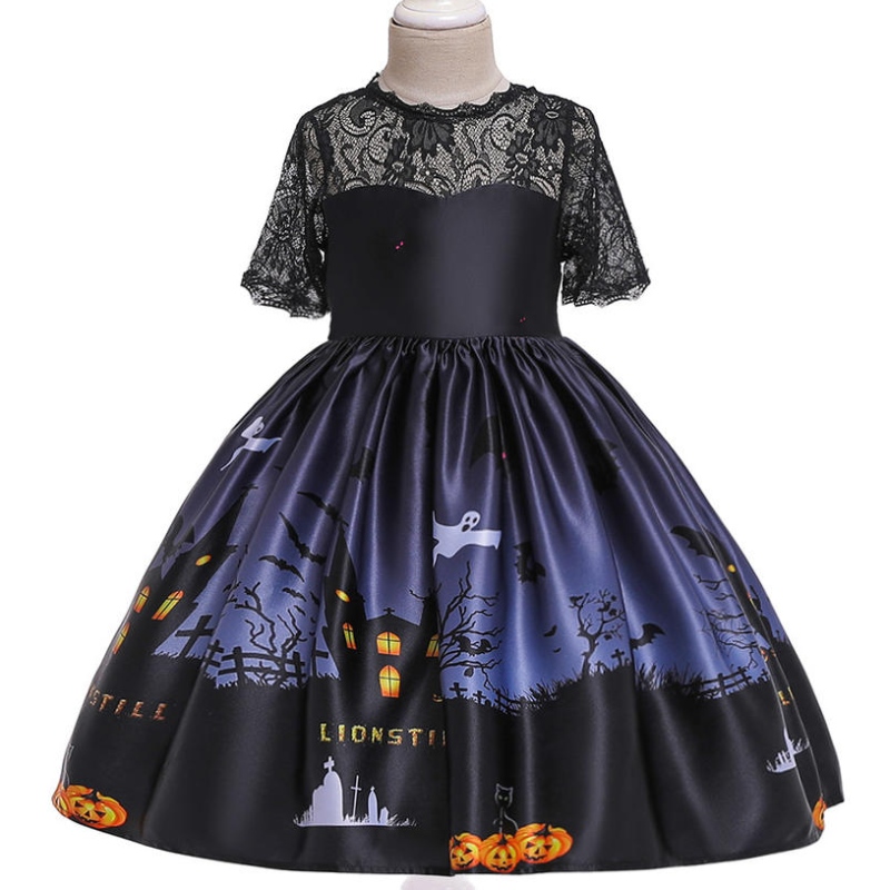 Dziewczyny Halloween sukienki czarownice kostium dla dzieci ubraniena imprezę dziewczyna księżniczka sukienka dla dzieci Drukowana Halloween Costume
