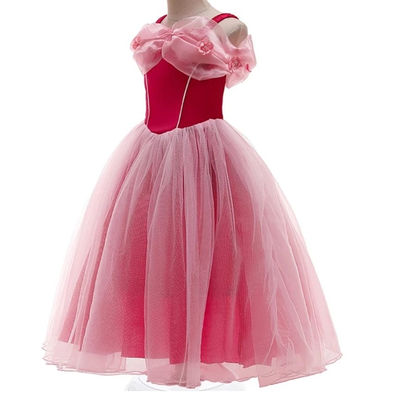 Śpiąca kosmetyka dla dziewczątna ramię letnia sukienka aurora dziecięca wróżka siatka Tutu sukienka Halloween księżniczka cosplay