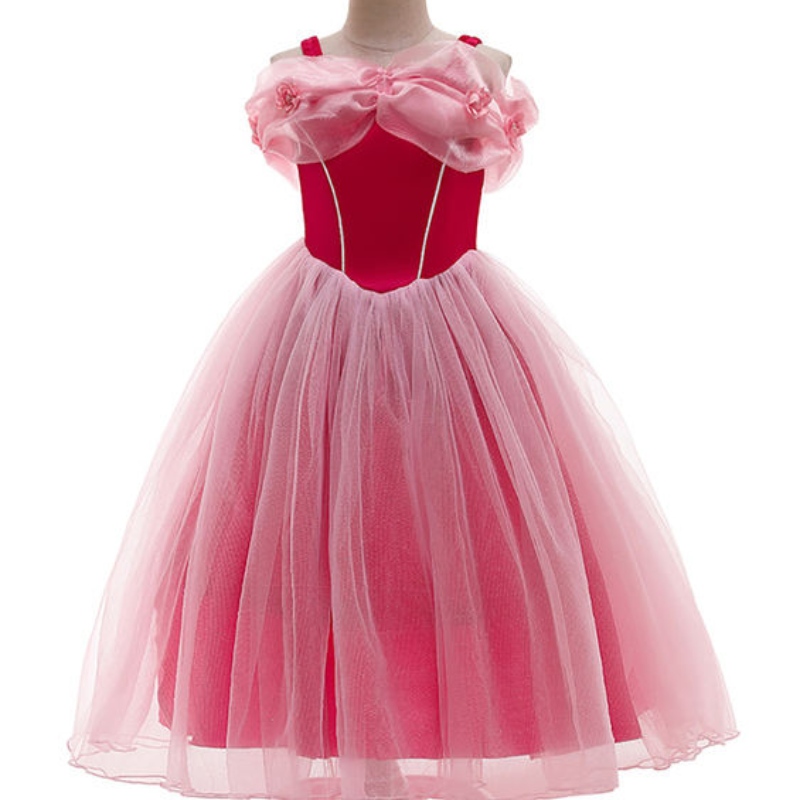 Śpiąca kosmetyka dla dziewczątna ramię letnia sukienka aurora dziecięca wróżka siatka Tutu sukienka Halloween księżniczka cosplay