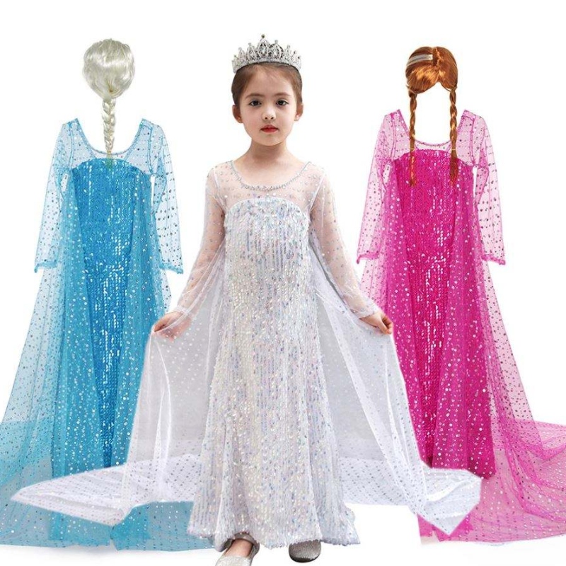 Baige ins Amazon gorąca sprzedaż królowa śniegu Elsa sukienka Blingbling Halloween księżniczka