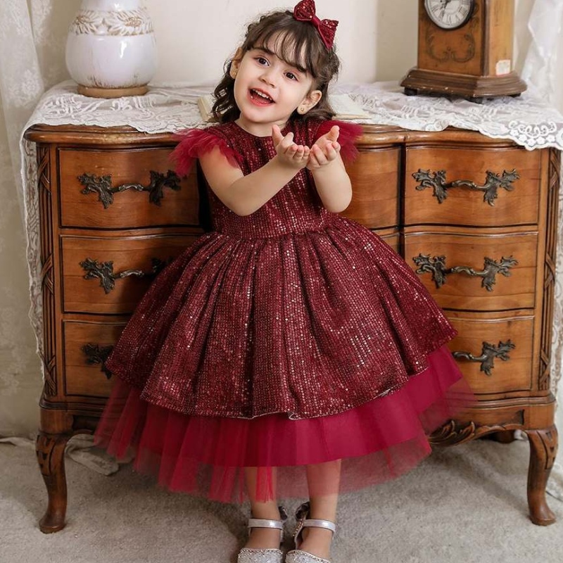 Baige Baby Infant Girl Sukienka Kwiat Nowonarodzona Księżniczka Suknia cekinowo chrzest