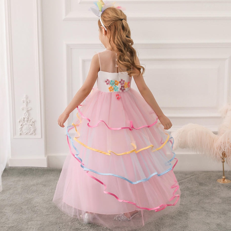 Fantazyjne sukienki dla dzieci dla dziewcząt jednorożca urodziny sukienki dla dzieci ubranie długie suknie vestidosnastoletnie ubrania