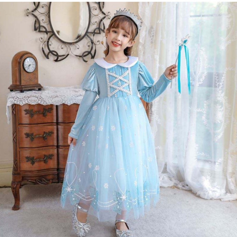 BX1763 NOWOŚĆ JUŻ DŁUGO SŁUKACH ANNA ELSA Księżniczka sukienka Halloween Cosplay Cosplay Kids Flower Girl Dress