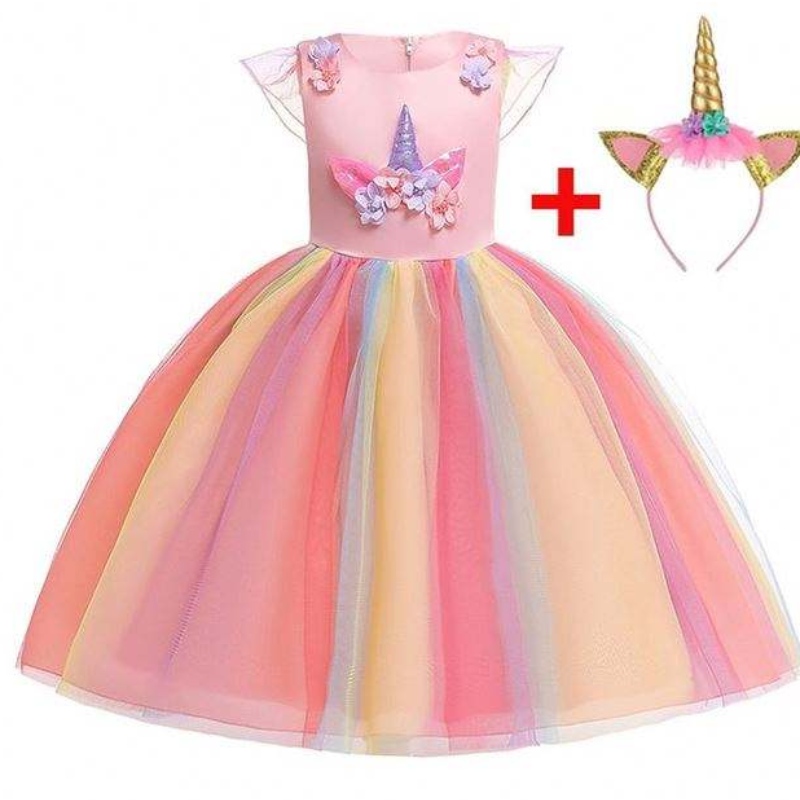 Baige Wysoka jakość marszczyków Unicorn Sukienki dla dzieci Piękne modelki sukienki Smocked Children Clothing DJS003