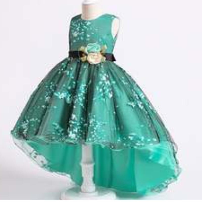 Baige Green Children Flower Fairy Princess 4-15 lat Baby Girls Puffy Dress Designna imprezę 2153