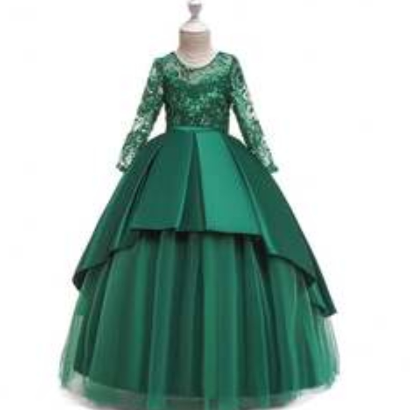 Indie Hurtowe koronki długie rękawy Summer Flower Girl Wedding Party Dress LP-233