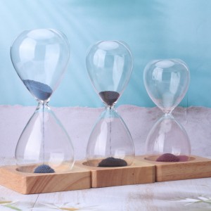 Amazon Hot Deals Glass Ręcznie dmuchane kreatywne pamiątki Prezenty 15/30minute magnetyczne timer piasku z drewnianą podstawą