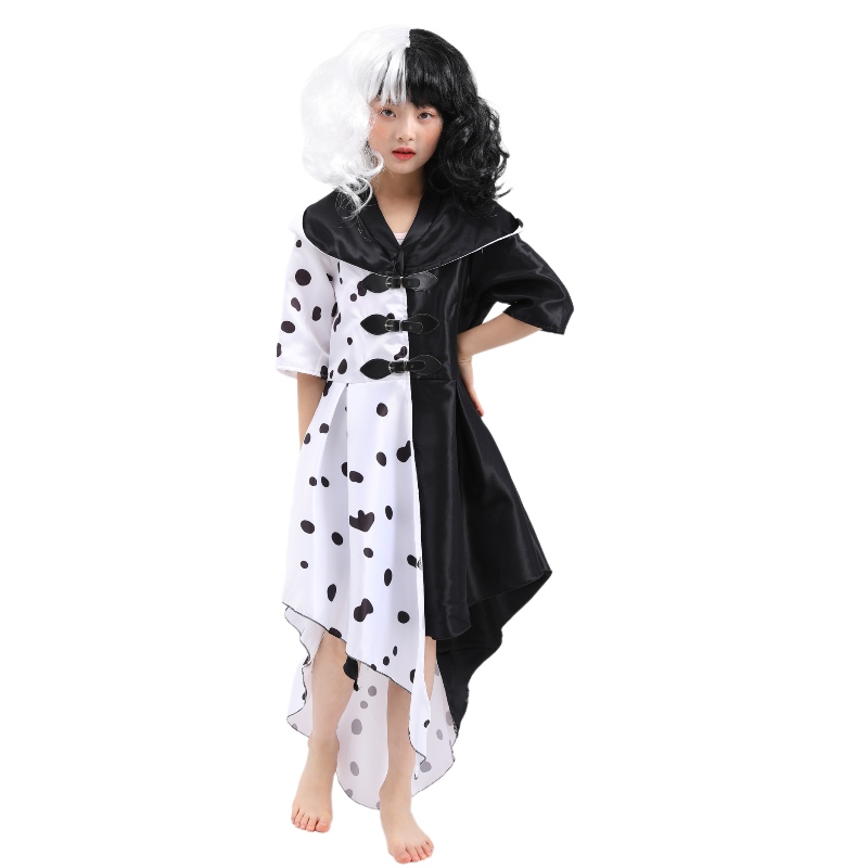 2022 Nowy styl film 101 lojalny pies cos czarno -biały wiedźma Kuila Deville Cosplay Dress Costume
