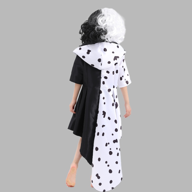 2022 Nowy styl film 101 lojalny pies cos czarno -biały wiedźma Kuila Deville Cosplay Dress Costume