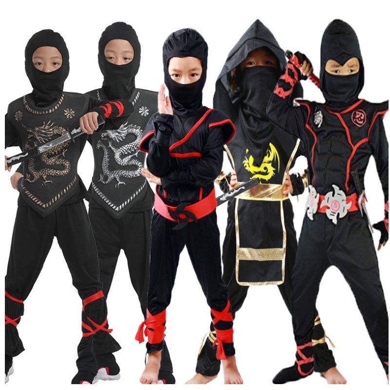 Dzieci zamaskowane wojownik halloween dla chłopców kostium dziewczyny ubieraj kostiumninja dla dziecininja cosplay kombinezon maska ​​maska