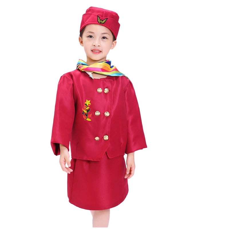 Dziecięce Odgrywanie Roli Cosplay Kostium Stewardessa Kostium Dress Up Zestaw z Akcesoriami dla Dzieci