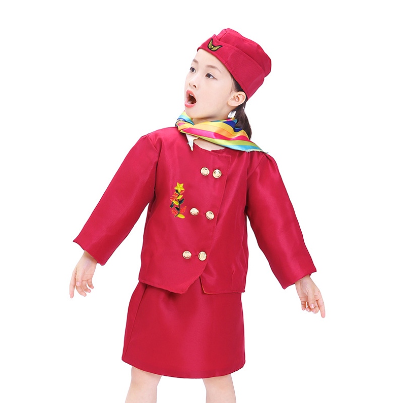 Dziecięce Odgrywanie Roli Cosplay Kostium Stewardessa Kostium Dress Up Zestaw z Akcesoriami dla Dzieci