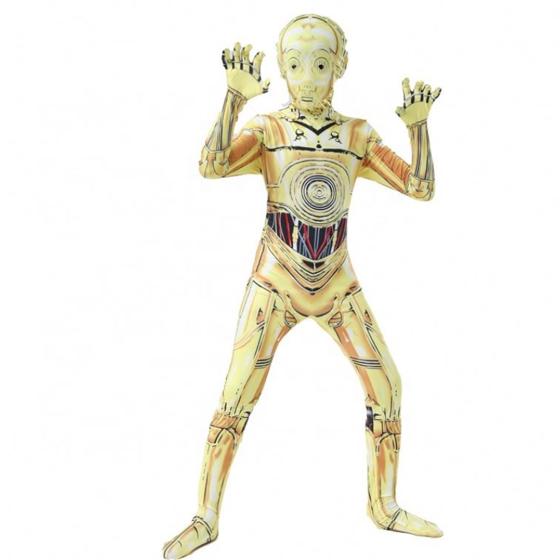 C-3PO Zabawny robot Stage Performance Mundury Stroje Halloween karnawałowy kombinezon Star Cosplay Wars z maską dla chłopca