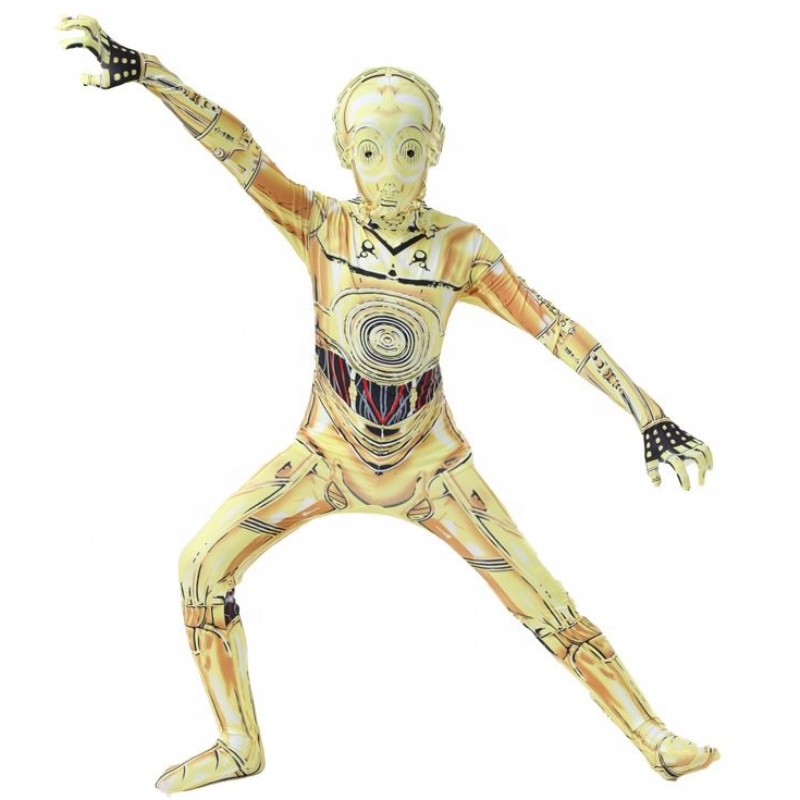 C-3PO Zabawny robot Stage Performance Mundury Stroje Halloween karnawałowy kombinezon Star Cosplay Wars z maską dla chłopca