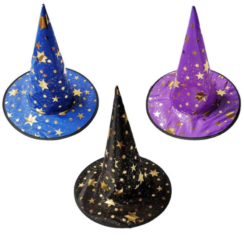 Gorąca sprzedaż Halloween Cosplay Black Winted Witch Hat Dekoracje dla dorosłych i dzieci